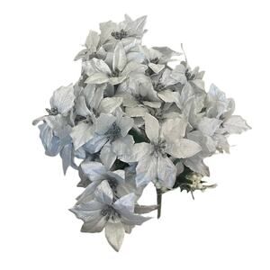 BUNDLE OF FAUX FLOWERS Silver White Green Decor‎ Crafting Christmas Floral NEW